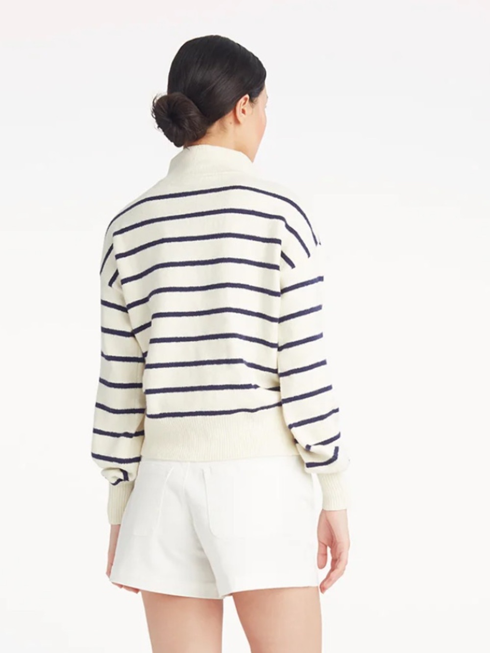 NWT Draper James Quarter-Zip Sweater in Mariner Stripe. Size S - Picture 2 of 9